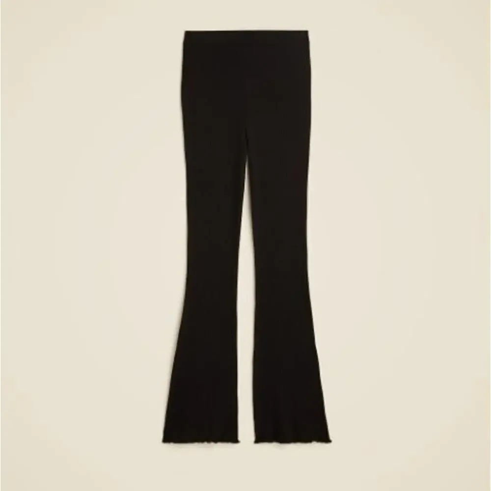 JCrew Spring Street Rib Featherweight Cashmere Flare Pant CI760 Jet Black XL NWT